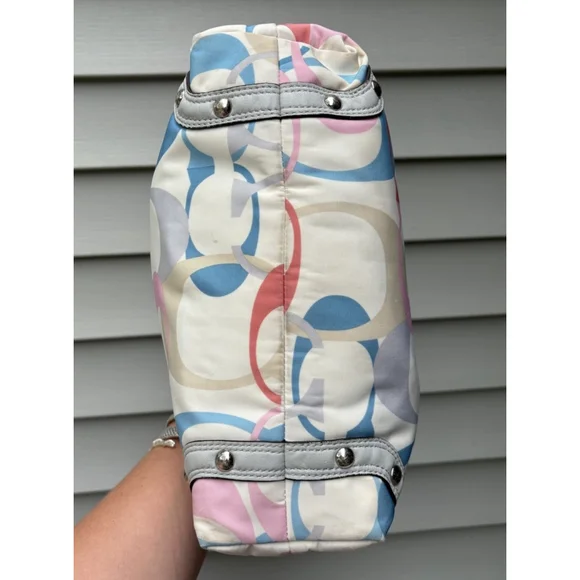 Y2K COACH RAINBOW C CHUNKY SHOULDER BAG Pastel Pink Lining - Picture 6 of 9